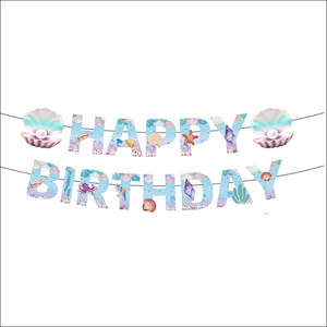 Hstyle Pastel Violet Sirène Thème Fête Écologique <span class=keywords><strong>Assiette</strong></span> En Papier Enfants Fête D'anniversaire Couverts Kit Sirène Partie Vaisselle - Product Image 3