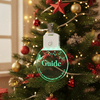 Ornements de Noël personnalisés lumineux à LED, badges en acrylique, étiquettes LED rechargeables en acrylique