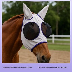 Nouveau masque respirant pour cheval, anti-moustiques et anti-mouches, tissu en maille confortable, durable, fournitures équestres - Product Image 1