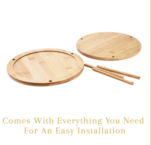 <strong>Kitchen</strong> Bamboo Turntable <strong>Carousel</strong> 2 Tier Turntable Lazy Susan Rotating Spice Rack - Product Image 2