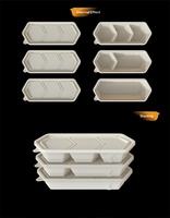 Conteneur alimentaire jetable biodégradable en amidon de maïs + PP, anti-fuite, haute résistance, 500 ml, 440 ml, 470 ml, boîte à lunch multi-compartiments, micro-ondes