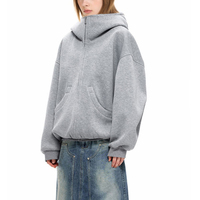 Sweat à capuche unisexe personnalisé avec logo, en tissu Air Spacer 550G, fermeture éclair, coupe oversize, épaules tombantes, style streetwear, fourniture directe usine