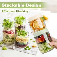 Bocaux de conservation en verre de haute qualité, transparents, à large ouverture, étanches, hermétiques, écologiques, avec couvercle à vis en silicone, pour aliments, 12oz, 16oz, 24oz