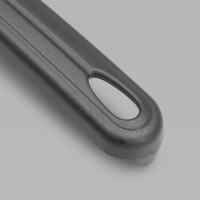 Professionele zwarte nylon ecovriendelijke soeplepel met lange steel, ergonomisch ontwerp, voor spaghetti, pasta, salade, tomaten.