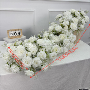DKB Wholesale Chemin de table floral fait main pour mariage, chemin de table floral blanc, chemin de table floral artificiel - Product Image 2