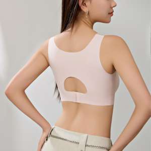 Soutien-gorge de sport confortable sans coutures, sans armatures, anti-choc, dos nu, bretelles larges, style débardeur, design push-up, respirant - Product Image 2