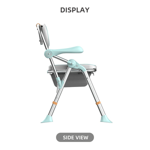Chaise de douche pliante brevetée à un bouton avec dossier large et grande capacité - Product Image 5