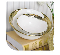 Service de table en porcelaine Royal White Phnom Penh, bord doré, vaisselle en céramique embossée pour mariage, assiettes et bols