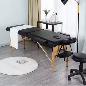 Portable Beauty Spa Salon Massage <b>Table</b> 70cm Wide with Wooden-<b>leg</b> PU Material <b>Height</b> <b>Adjustable</b> Traditional Modern Design - Product Image 5