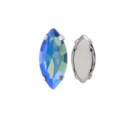 Strass en verre Selina Crystal en forme d'œil de cheval, couleur argent, pour accessoires vestimentaires, chaussures, chapeaux, sacs, robes de mariée