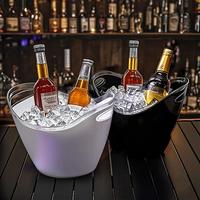 Seau à glace rond en plastique acrylique à double paroi de 8 L pour vin et bière, design classique pour les fêtes en plein air et les cadeaux