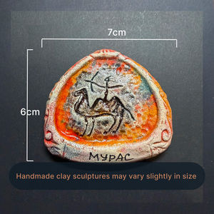 Aimant de réfrigérateur artisanal <span class=keywords><strong>en</strong></span> argile Dune Vanguard, souvenir de petroglyphe d'art rupestre ancien, cadeau culturel d'Asie centrale, décoration magnétique - Product Image 3