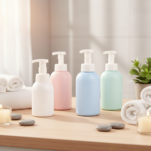 Bouteille de gel douche personnalisée en HDPE 300ML/500ML, couleurs personnalisées, pompe pulvérisatrice, bouchon en PP pour l'emballage de shampooing et de lotion pour bébé - Product Image 1