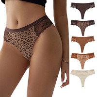Grosir Celana Dalam Wanita Seksi Renda Splicing Leopard Bernapas Cepat Kering Katun Selangkangan Celana Thong