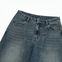 Jeans vintage de haute qualité en gros, jeans droits à jambes larges pour hommes, taille plus, unisexe, coupe ample, streetwear hip-hop, jeans baggy pour hommes