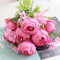 YOPIN-835 13 Têtes de fleurs de pivoine en soie 47cm Décoratives Artificielles Pas Chères Mariage & Fête Fête des Mères Noël