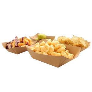 Boîte à collation frite en papier kraft épaissi en forme de bateau jetable personnalisé, plateau de côtelettes de <span class=keywords><strong>poulet</strong></span> frites avec impression de logo - Product Image 6