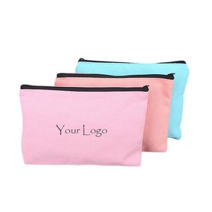 Promotional Cotton Makeup Pouch Canvas Zipper <b>Bag</b> for Cosmetics With Satin Lining <b>Toiletry</b> <b>Bag</b> Custom Logo Canvas Cosmetic <b>Bag</b> - Product Image 1