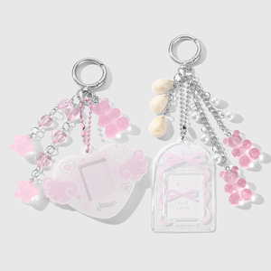 Porte-clés et pendentif de sac <span class=keywords><strong>en</strong></span> résine rose, motif ours mignon avec ailes <span class=keywords><strong>d</strong></span>'étoile et cadre <span class=keywords><strong>photo</strong></span> <span class=keywords><strong>d</strong></span>'amour - Product Image 2