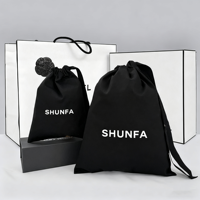 Luxus Kosmetik Aufbewahrung Verpackung Weich Staub dicht Schwarz Custom Print Logo Leinwand Geschenk Baumwolle Staub Kordel zug Tasche Tasche für Handtasche