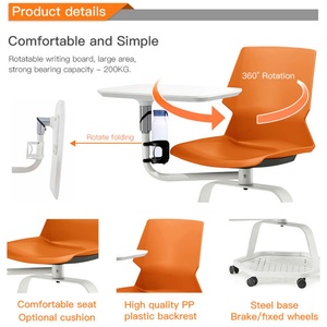 Office School Furniture Classroom Training Chairs with Wheel Plastics Chair with <b>Writing</b> <b>Pad</b> - Product Image 2