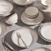 Service de table en porcelaine de 60 pièces de couleur grise, cadeaux de mariage, compatible avec le four à micro-ondes, assiette à steak de 7 pouces