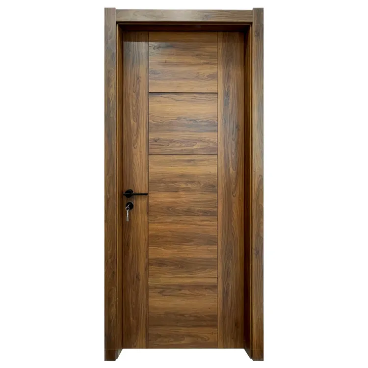 Prettywood อเมริกัน Prehung สีวอลนัทการออกแบบที่ทันสมัยแกนไม้วีเนียร์ไม้ประตูภายในห้อง