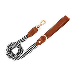 Guinzaglio per Cani Intrecciato a Righe in Nylon Resistente con Set Collare e Guinzaglio in Pelle per Cani di Taglia Media e Grande - Product Image 5