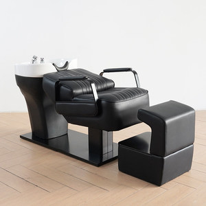 Fauteuil de lavage de luxe noir pour salon de coiffure, lit de shampoing et chaise pour le lavage des cheveux - Product Image 1