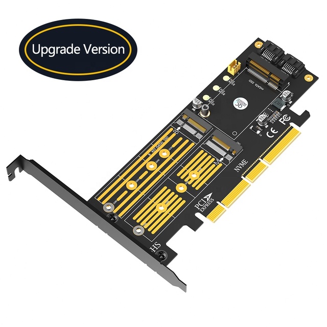 Upgrade Version 3 in 1 Msata and M.2 NGFF NVME SATA SSD to PCI-E 4X and SATA3 Adapter