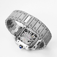 Herrenuhr mit Saphirglas und VVS Moissanit, Buss Down Swiss Ronda 1042 Quarz, quadratisch, luxuriös, Hip-Hop-Stil