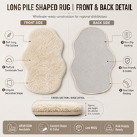 Tapis shaggy de luxe en fausse fourrure, forme irrégulière, poils longs de 35 mm, antidérapant, doux, pelucheux, écologique, pour chambre d'hôtel, grand format