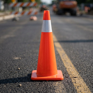 Cono de Tráfico Flexible de PVC Naranja, Base de 370x370 mm, Peso de 4 kg, Luz Intermitente Reflectante con Energía Solar para Aplicaciones de Advertencia Vial - Product Image 2