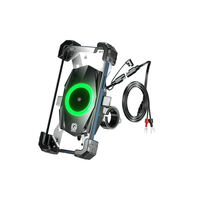 Wasserdichter Schnellverschluss-Motorradhalter mit Qi 15W Kabelloser & PD 20W Typ-C Ladestation und Unabhängigem EIN/AUS-Schalter