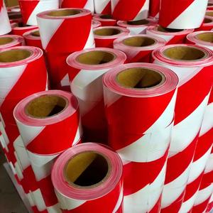 Custom Print Safety Danger Caution Signal Plastic <b>White</b> Red Coloured Non Adhesive PE Barrier Warning <b>Tape</b> - Product Image 1