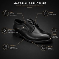 Chaussures Derby en cuir de cheval lavé pour hommes, semelle en cuir Goodyear, à lacets, chaussures habillées formelles pour affaires