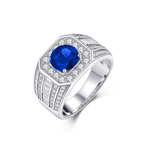 Bague de mariage classique en argent S925 avec saphir créé en laboratoire pour femmes - Product Image 1