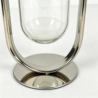 Vase en verre de luxe avec support en métal pour boutures, hydroponie et décoration intérieure