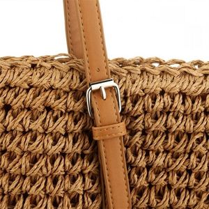 Papier paille femmes sac à main sac de plage sacs à bûches nouvelle Collection broder recyclé tissé panier rétro dame main - Product Image 4