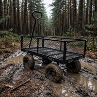 Carretilla de Jardín Plegable de Acero Inoxidable con 4 Ruedas, Carro de Mano Utilitario con Mango en D OEM para Acampar al Aire Libre y Construcción