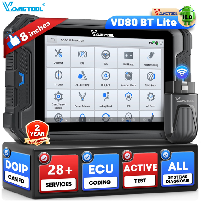 VDIAGTOOL VD80 BT Lite 2026 New Best Obd2 Scanner Car Repair Tools Diagnostic Machine for All Cars
