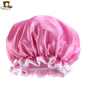Hot Sale Waterproof Silky 100% Polyester Double Layer Cap Bathroom Rain Shower Laundry Hat <b>Bonnet</b> Women All Seasons Wholesale - Product Image 1