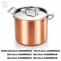 Marmite à soupe en cuivre à 3 couches pour la cuisine à domicile