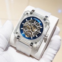 Montre mécanique automatique pour homme OBLVLO Oubao Luo, fabriquée en usine, boîtier carré transparent, 43 mm, acier inoxydable, saphir