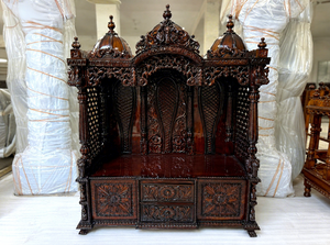 Templo Hindú Pooja Ghar de Madera de Teca con Acabado en Nogal, Tallado a Mano por DST Exports, Swami Narayan Mandir, Precio de Fábrica, Gran Venta en Australia - Product Image 6