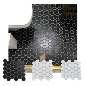 Azulejo de mosaico de mármore hexagonal branco preto Carrara branco de fábrica para banheiros de cozinha e paredes