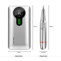 Machine à ongles électrique rechargeable sans fil 35000 tr/min - Outil professionnel de polissage des ongles avec 6 têtes, portable, en matériau ABS