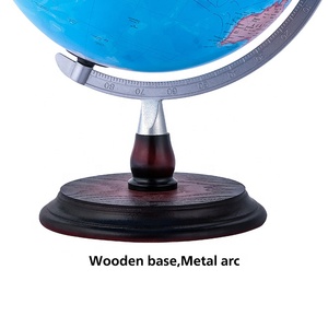 Globo Terráqueo Político en Inglés, Meridianos Plateados y Base de Madera Sólida 360 °   Globo Terráqueo Educativo Giratorio para Decoración de Oficina o Escuela, Regalo - Product Image 5