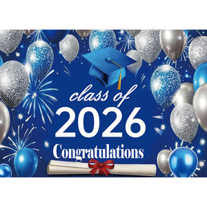 Toile de <span class=keywords><strong>fond</strong></span> photographique personnalisable Noir et Or Classe de 2026, Ballons de <span class=keywords><strong>fond</strong></span>, Bannière de fête de remise des diplômes du lycée et du collège - Product Image 4