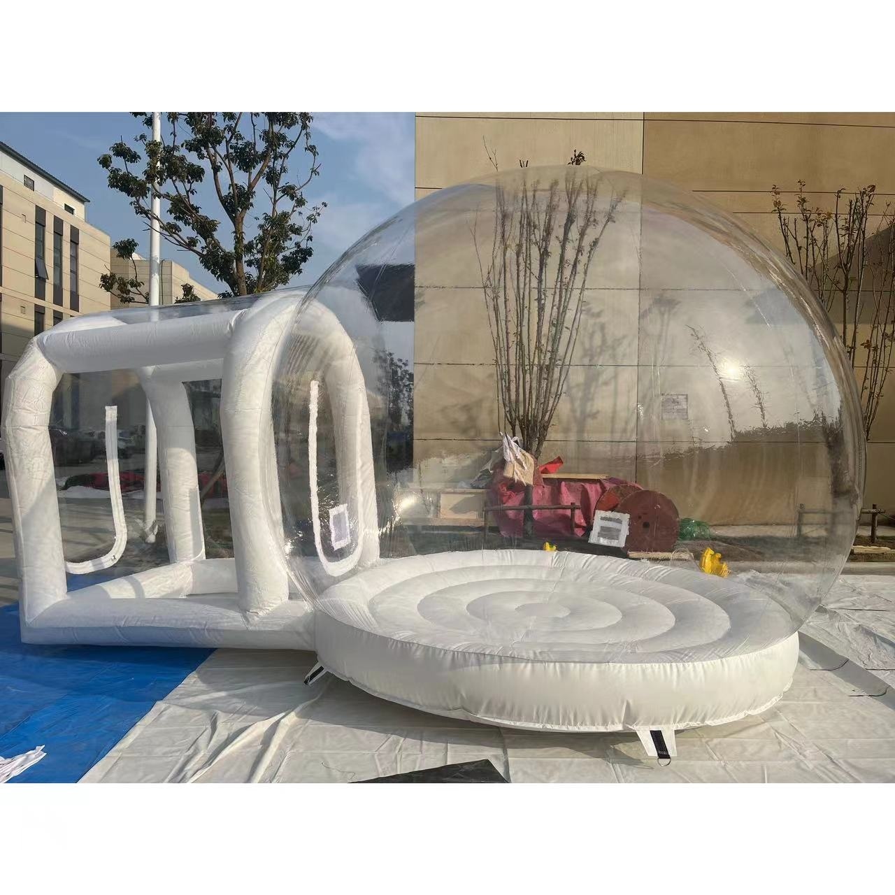 Tente dôme gonflable transparente avec tunnel – Comprend un souffleur d'air de 550 W et une pompe à air de 600 W, parfaite pour les fêtes et les jeux, Noël (blanc, 3 Tente dôme gonflable transparente avec tunnel – Comprend un souffleur d'air de 550 W et une pompe à air de 600 W, parfaite pour les fêtes et les jeux, Noël (blanc, 3